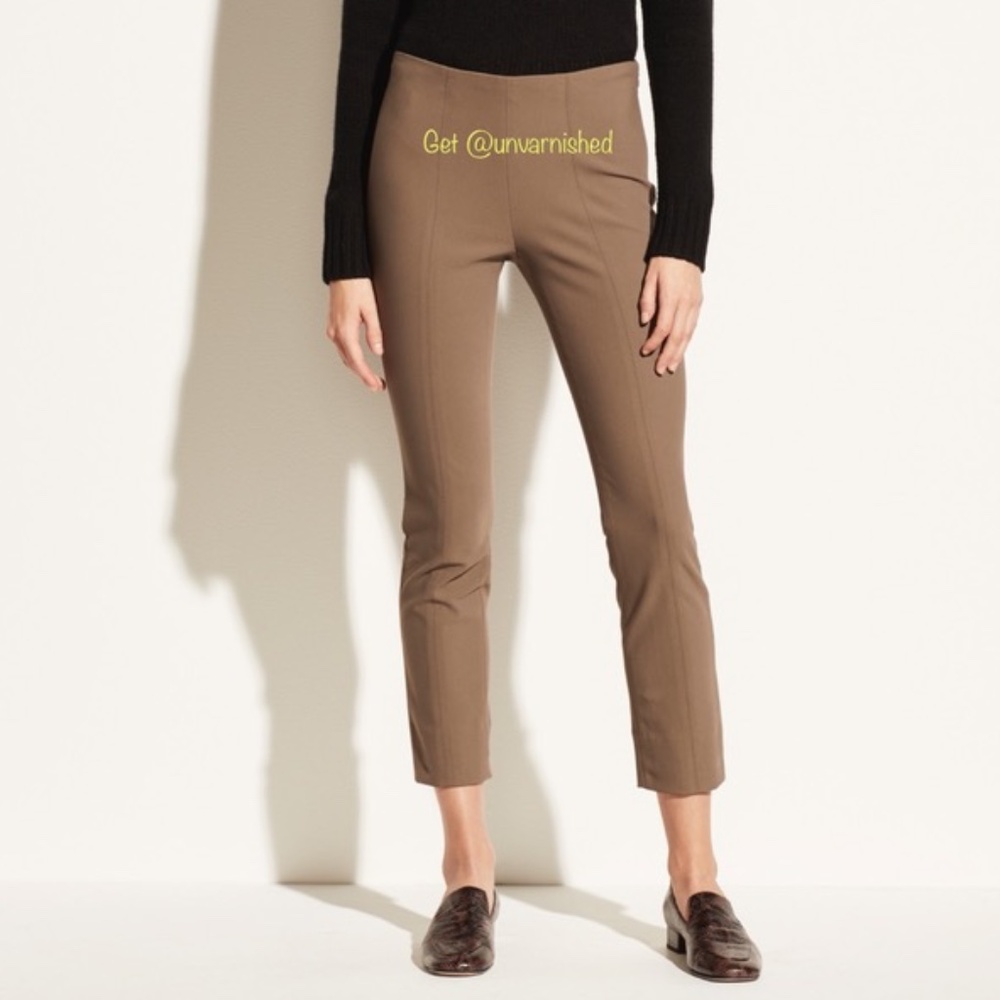 Taupe Vince Flat Front Skinny Split Ankle Trousers